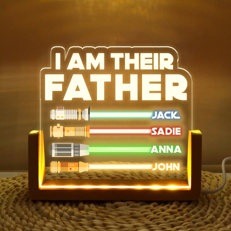 I Am Their Father, Personalized Gifts for Dad, Night Light w Kids Names, Father's Day Gift, Custom Gift for Husband from Kids, Birthday Gift