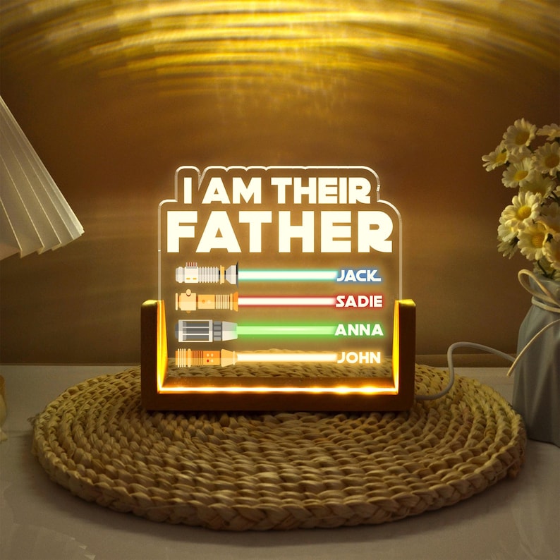 I Am Their Father, Personalized Gifts for Dad, Night Light w Kids Names, Father's Day Gift, Custom Gift for Husband from Kids, Birthday Gift