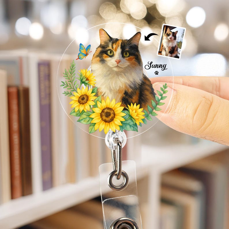 Custom Pet Portrait Badge Reel, Custom Dog Photo Badge Reel, Pet Portrait Gift, Dog Lover Gift, Nurse Badge Reel, Gift for Dog Mom