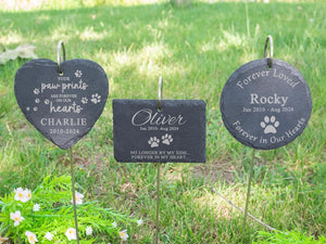 Engraved Pet Memorial Garden Stone with Stake, Custom Dog/Cat Loss Gift, Honor Your Beloved Pet, Personalized Outdoor Remembrance Gifts