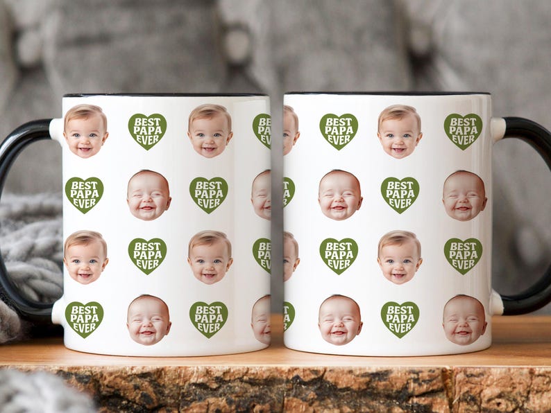 Custom Baby Face Mug, Custom Face Mug, Baby Photo Mug, Your Dogs Face Mug, Custom Photo Mug for Dad, New Grandparents Mug