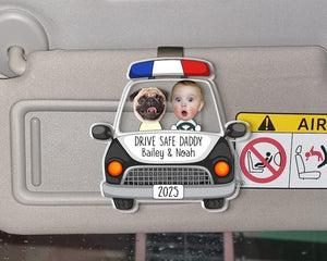 Father's Day Gift for Police Officer, Custom Photo Dad Car Visor Clip, Dad Sun Visor Clip, Drive Safe Daddy, Police Officer Picture Frame