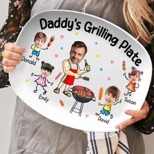 Fathers Day Gift For Dad From Kids, Daddy Grilling Platter, Funny Dad Gift, Personalized Platter With Photo & Name, Papa Platter Gifts