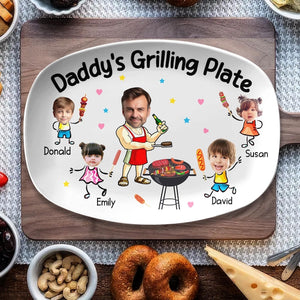 Fathers Day Gift For Dad From Kids, Daddy Grilling Platter, Funny Dad Gift, Personalized Platter With Photo & Name, Papa Platter Gifts