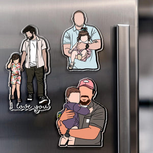 Personalized Father's Day Gift For Dad, Custom Portrait From Photo Magnet, New Dad Gift, Faceless Portrait Fridge Magnet Gift For Husband