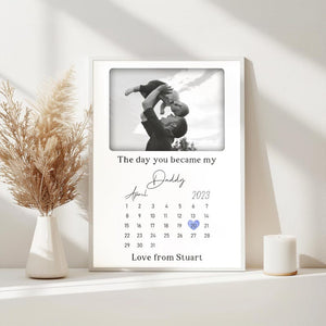 The day you became my daddy father's day birth date wood sign 2 layers, special keepsake for daddy, gift for dad, first fathers day gift