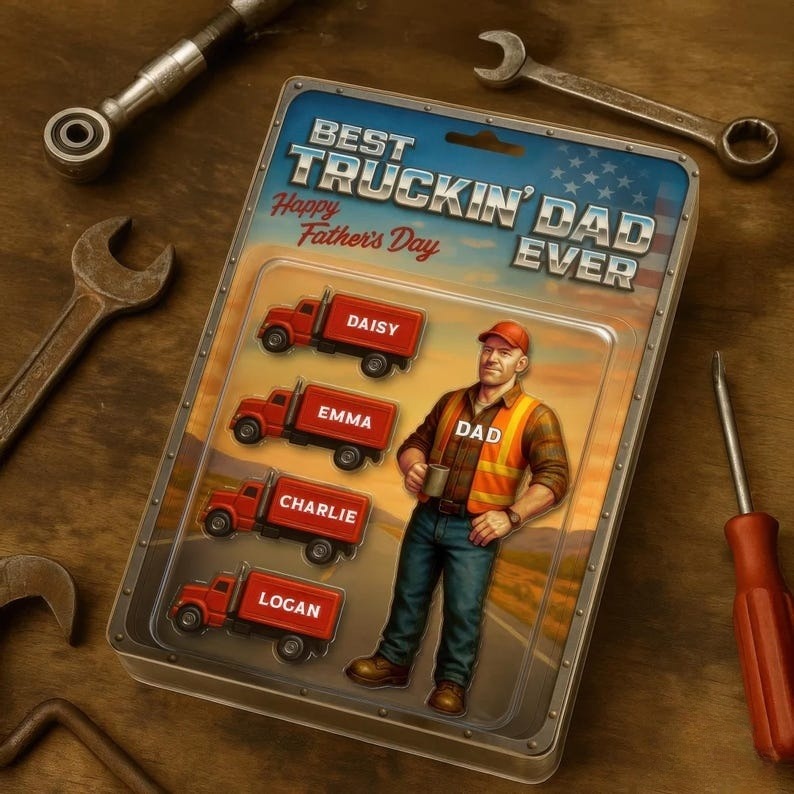 Custom Name Best Truckin' Dad Ever Acrylic Block Plaque, Truck Driver Dad Acrylic Block Plaque, Father's Day Gift For Dad, Gift For Husband