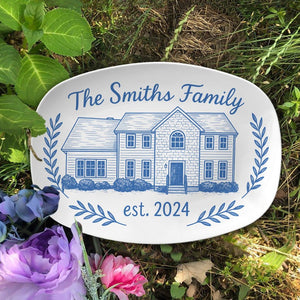Custom House Portrait Platter | Personalized Family Home Plate | Housewarming Gift New Home Established Dish | Homeowner Keepsake DECOR only