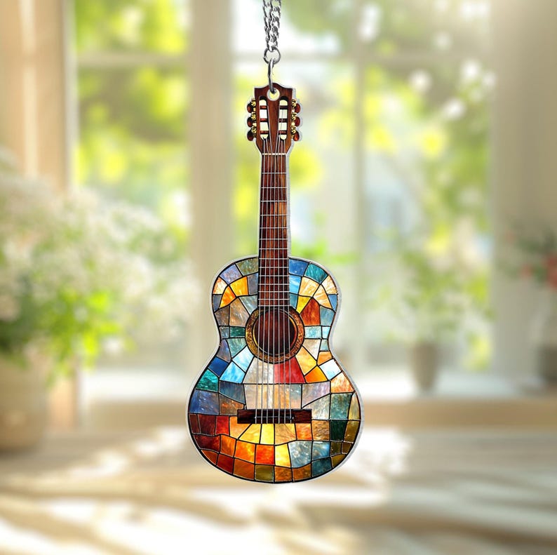 Personalized Guitar suncatcher Window hanging Musical Instrument acrylic Ornament Music Lover Gift Guitar Lover Gift