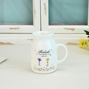 Personalized Friendship Floral Ceramic Vase,Custom Birth Month Flower Vase,Friendship Gifts for Sister/Besties/Best Friend,Decor Gift