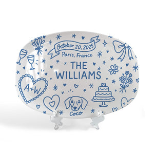 Custom Wedding Platter Personalized Bridal Gift with Names, Date & Location Unique Keepsake for Bride and Groom, Bridal shower