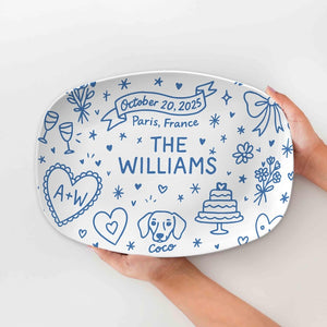 Custom Wedding Platter Personalized Bridal Gift with Names, Date & Location Unique Keepsake for Bride and Groom, Bridal shower
