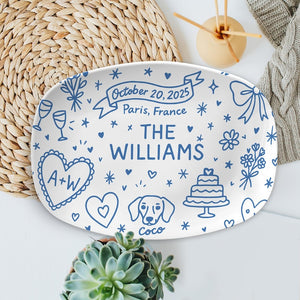 Custom Wedding Platter Personalized Bridal Gift with Names, Date & Location Unique Keepsake for Bride and Groom, Bridal shower
