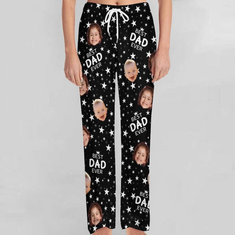 Custom Best Dad Ever Pajama Pants,Personalized Father's Day Gift,Custom Pajama Pants,Custom Photo Pjs,Best Dad Mom Picture Trousers,his Gift
