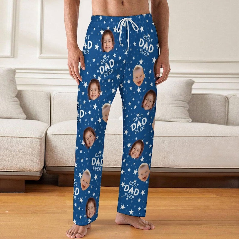 Custom Best Dad Ever Pajama Pants,Personalized Father's Day Gift,Custom Pajama Pants,Custom Photo Pjs,Best Dad Mom Picture Trousers,his Gift