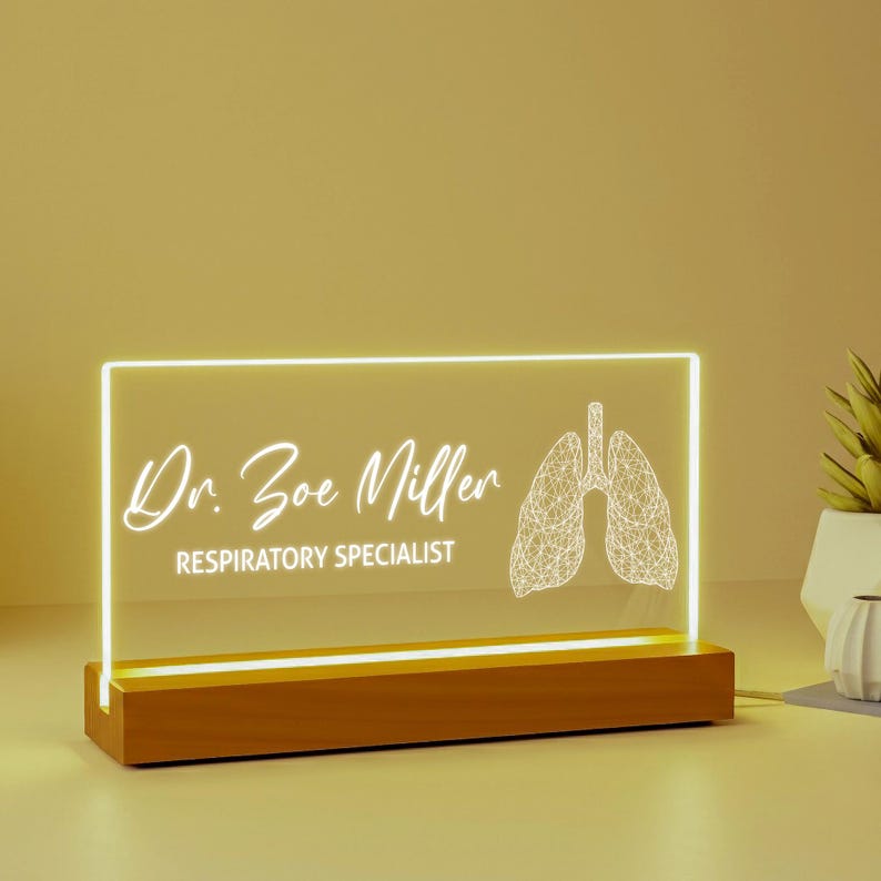 Orthodontist Custom Acrylic LED Sign with Name, Dentist Office Desk Name Plate, Tooth Line Art Dentist Graduation Gift, Gifts for Dentist