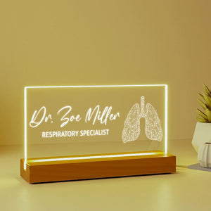Orthodontist Custom Acrylic LED Sign with Name, Dentist Office Desk Name Plate, Tooth Line Art Dentist Graduation Gift, Gifts for Dentist