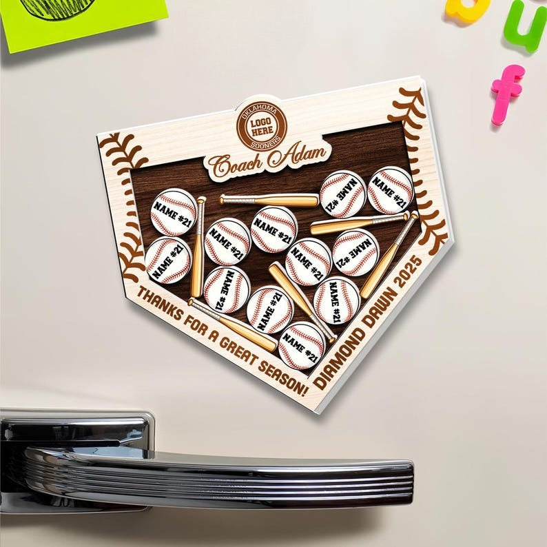 Personalized Baseball Coach Gifts, Custom Softball Coach Gifts, Custom Softball With Name Magnet, Baseball Team Gifts, End Of Season Gifts