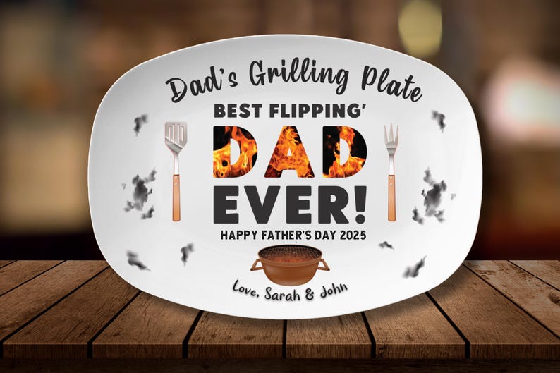 Personalized Dad Grilling Plate, Custom BBQ Platter, Fathers Day Gift, Grill Plate Gift From Kids, Papa Gift, Daddy 2025, Grandpa Plate
