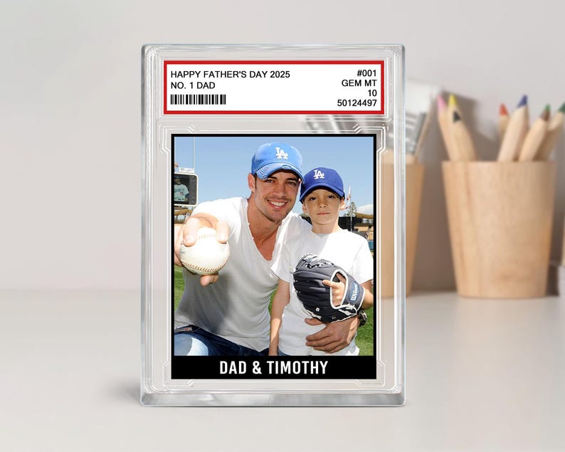 Personalized Fathers Day Gift For Dad, Trading Card Style Acrylic Block, Baseball Dad Gift, Custom Photo Acylic Block, Gift For Husband