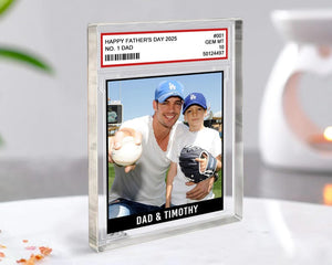 Personalized Fathers Day Gift For Dad, Trading Card Style Acrylic Block, Baseball Dad Gift, Custom Photo Acylic Block, Gift For Husband