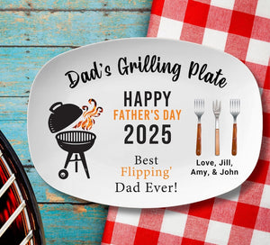 Personalized Dad Grilling Plate, Custom BBQ Platter, Fathers Day Gift, Grill Plate Gift From Kids, Papa Gift, Daddy 2025, Grandpa Plate