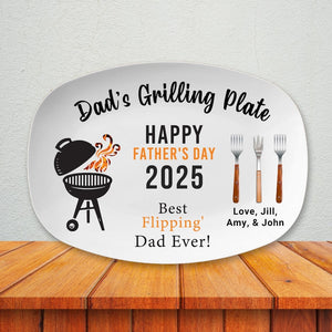 Personalized Dad Grilling Plate, Custom BBQ Platter, Fathers Day Gift, Grill Plate Gift From Kids, Papa Gift, Daddy 2025, Grandpa Plate