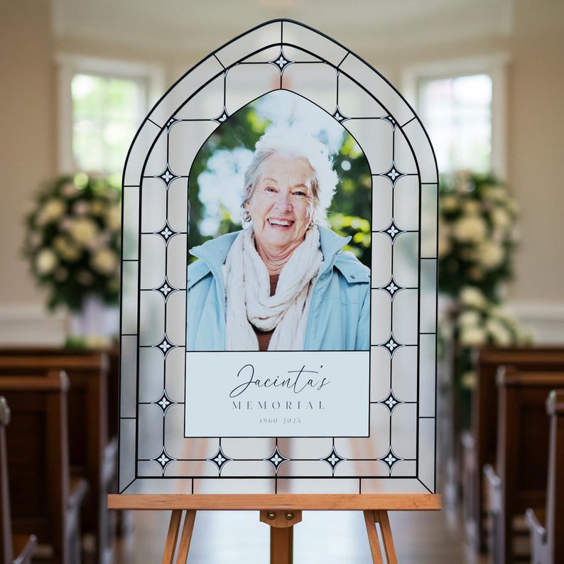 Printed Memorial Welcome Sign, Funeral Sign With Picture, Photo Celebration Of Life Sign, Memorial Decorations