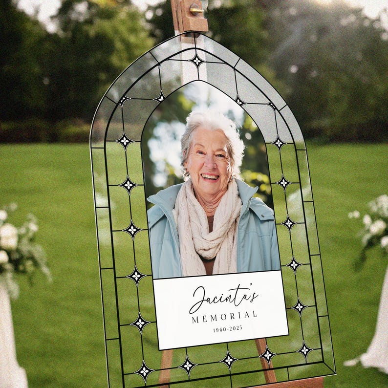 Printed Memorial Welcome Sign, Funeral Sign With Picture, Photo Celebration Of Life Sign, Memorial Decorations