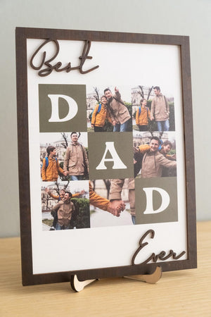Best Dad Ever Custom Photo Frame, Personalized Wooden Father's Day Gift from Kids