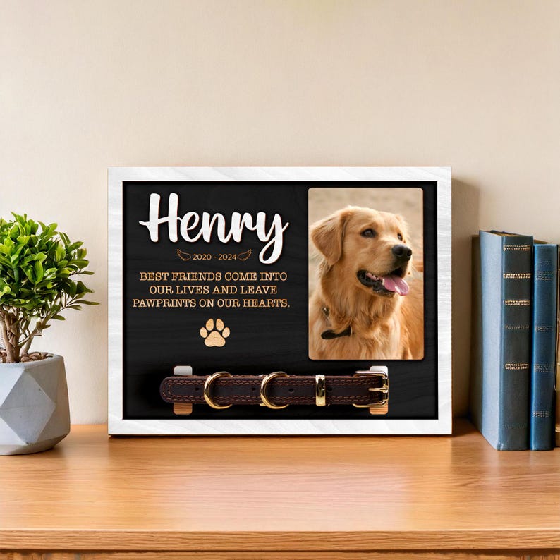 Memorial Pet Collar Holder Sign, Dog Memorial Frame With Collar Holder, Dog Memorial Gifts, Pet Loss Gifts,Pet Sympathy Gift, Pet Loss Gift