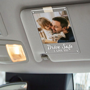 Personalized Father's Day Photo Frame, Custom Picture Frame Car Visor Clip, Drive Safe Gift, Magnet Photo Frames, Gift For Dad