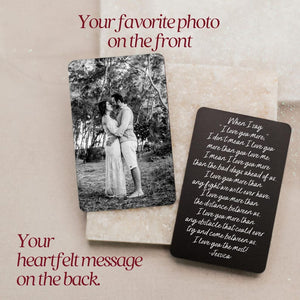 Personalized Metal Card Wallet Insert with Photo Gift for Dad from Kids, First Fathers Day Gift for Him, Black Wallet Card for Husband Gift