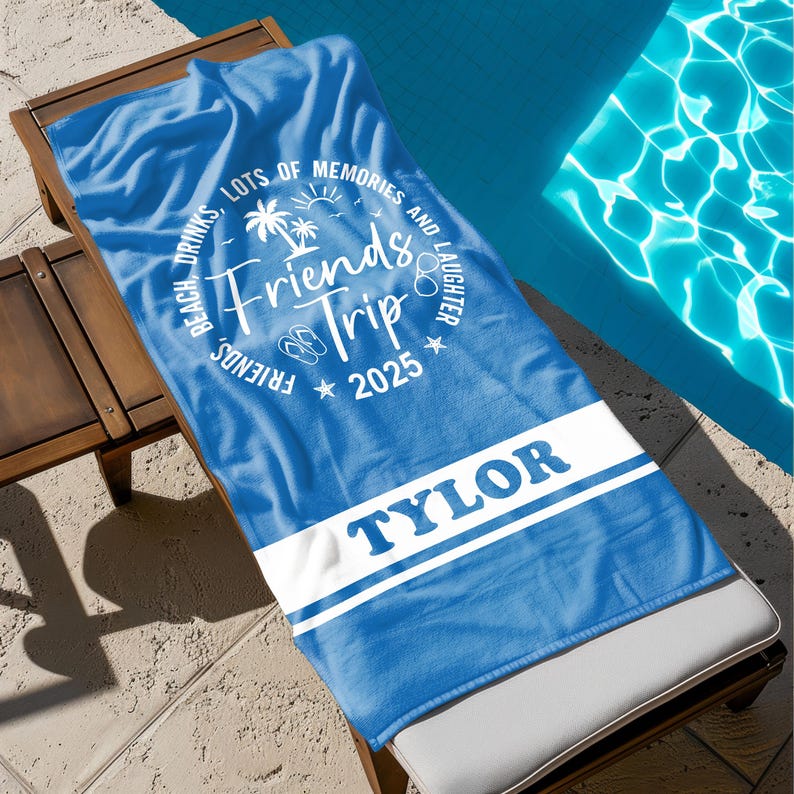 Custom Group Trip 2025 Beach Towels,Summer Vacation Gifts For Traveler,Beach Family Friends Girls Besties Sisters Trip,Pool Party,Vacay Mode