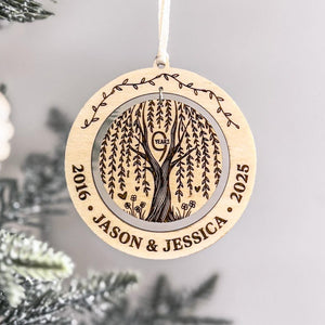 9th Anniversary Gift Ornament Willow Anniversary Ornament Wooden Custom Laser Cut Ornament Gift for Husband or Wife