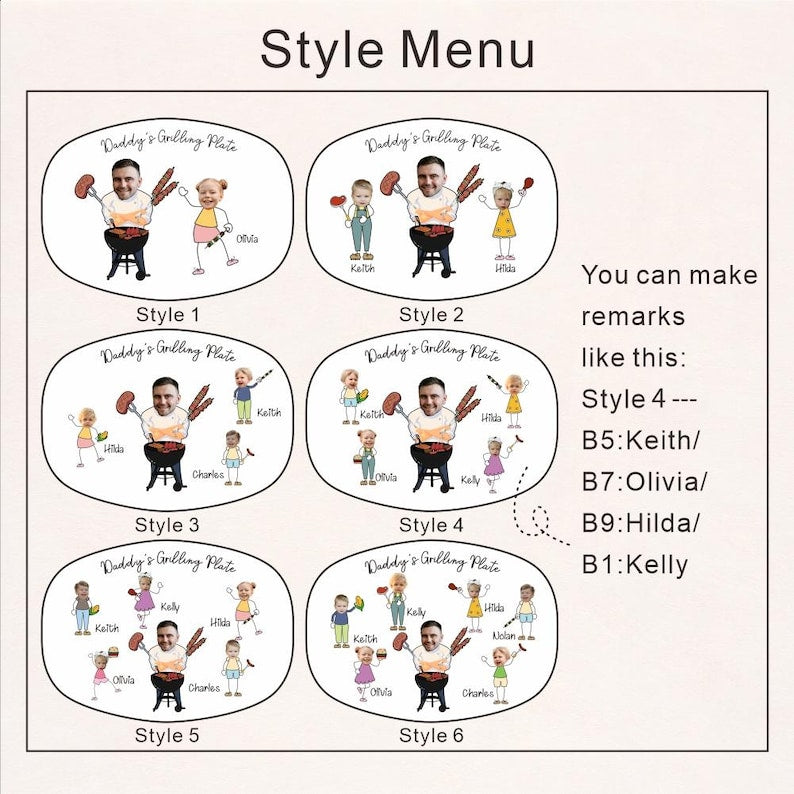 Personalized Face Grilling Platter, Daddy's Grilling Plate with Kid's Names, BBQ Platter, 2025 Fathers Day Gift, Funny Gift for Papa Grandpa