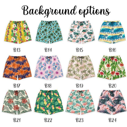 Custom Photo Beach Shorts, Funny Swim Trunks,Flamingo Beach Short, Personalized Men Swim Trunks, For Husband/Dad/Boyfriend/Boy
