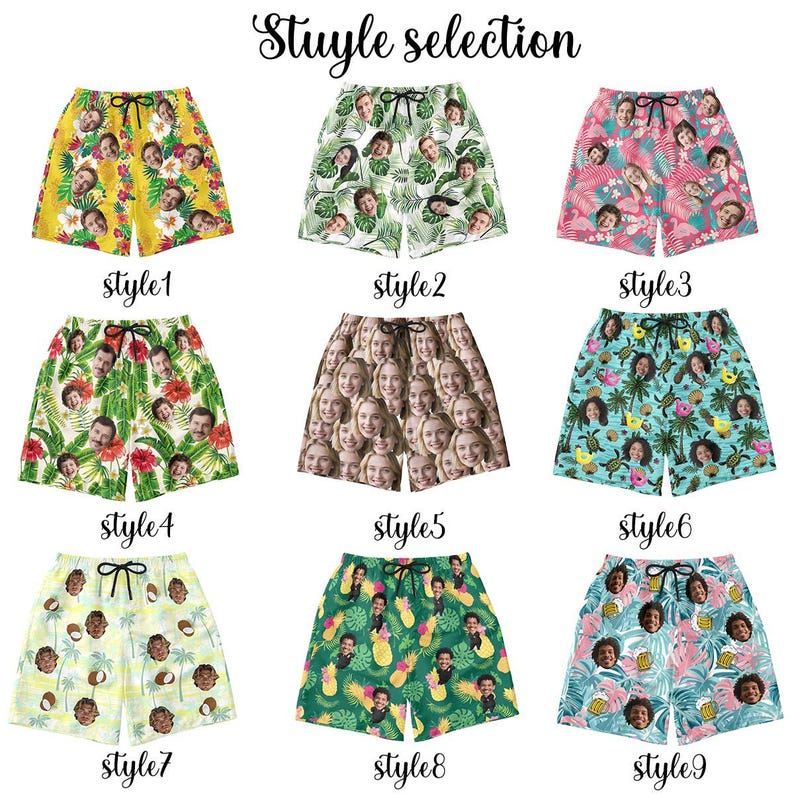 Custom Photo Beach Shorts, Funny Swim Trunks,Flamingo Beach Short, Personalized Men Swim Trunks, For Husband/Dad/Boyfriend/Boy