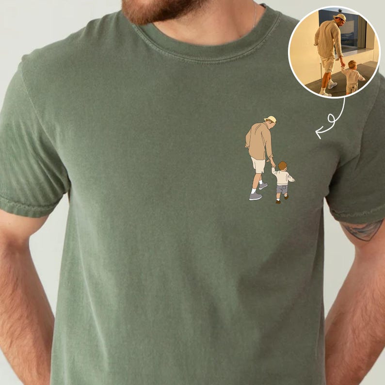 Custom Dad Shirt, Custom Dad Shirt Portrait From Photo, Father's Day Shirt, Custom Photo Shirt For Dad, Father's Day T-Shirt