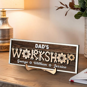 Father's Day Gifts From Kids, Workshop Sign, Custom Garage Sign, Dad Sign, Dad Wood Sign, Father's Day Sign, Sign With Kids Names