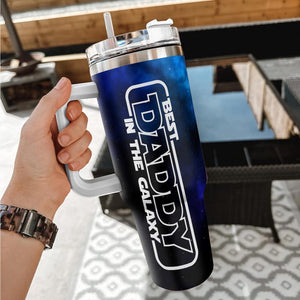 Custom Best Daddy in the Galaxy Tumbler 40oz with Lid, I Am Their Father Tumbler Cup Mug, Personalized Dad Tumbler, Fathers Day Gift for Dad
