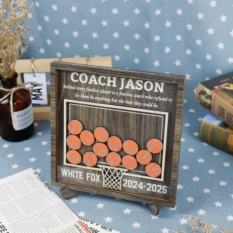 Personalized Basketball Shaker Wood Sign Gift for Coach, Thank You End of Season Coach Gifts, Appreciation Manager Gift from Basketball Team
