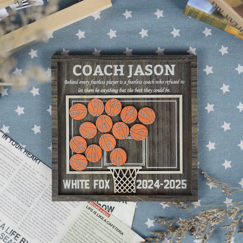 Personalized Basketball Shaker Wood Sign Gift for Coach, Thank You End of Season Coach Gifts, Appreciation Manager Gift from Basketball Team