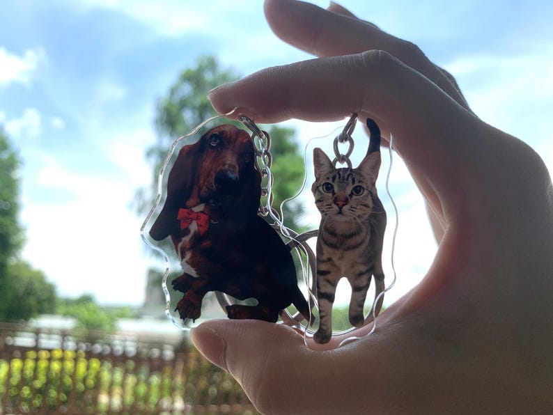 Personalized Pet Photo Acrylic Keychain, Custom Pet Memorial Gift, Dog Memorial Gift,Dog Keychain, Cat Keychain, Pet Photo Keyring