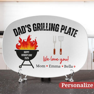 Personalized Grilling Plate Gift For Fathers Day 2025 Gift From Grandkids Custom Platter BBQ Grilling Gift Cook Daddys Grilling Serving tray