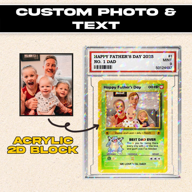 CUSTOM ANIME PHOTO Father's Day Card, Father's Day Gift for Grandpa, New Grandpa Gift, Dad Wallet Card, Game Dad Card, Super Hero Dad Gifts