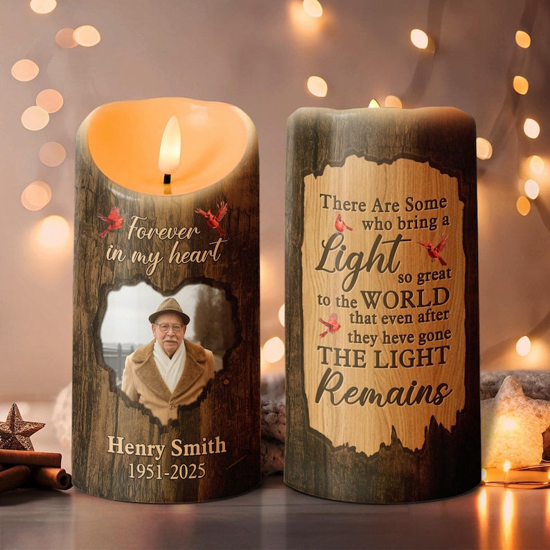 Custom Memorial Candle with Photo, Personalized Remembrance Candle, Memorial Gift, Sympathy Keepsake, In Loving Memory Candle