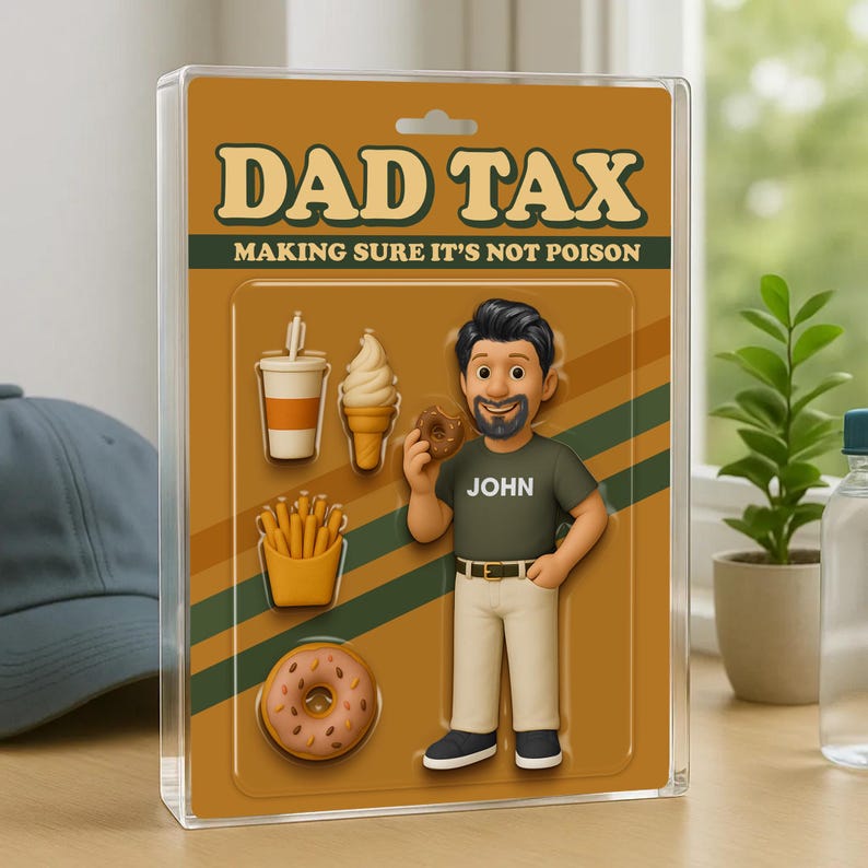 Dad Tax Making Sure It's Not Poison Custom Action Figure Personalized Acrylic Block Plaque, Funny Father's Day Gift for Dad, Grandpa
