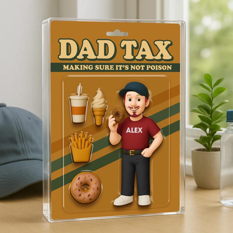 Dad Tax Making Sure It's Not Poison Custom Action Figure Personalized Acrylic Block Plaque, Funny Father's Day Gift for Dad, Grandpa