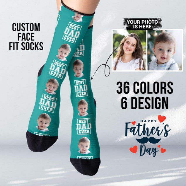 Custom Father's Day Photo Socks, Personalized Gift with Picture & Text, Funny Dad Gift from Kids or Wife